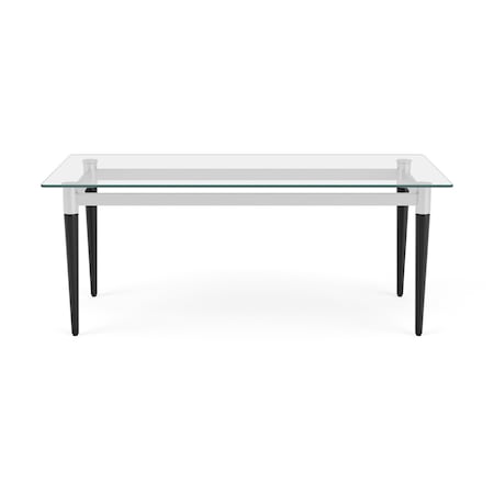 Lesro Siena Lounge Reception Coffee Table 40x20in Glass Top, Black SN0840
